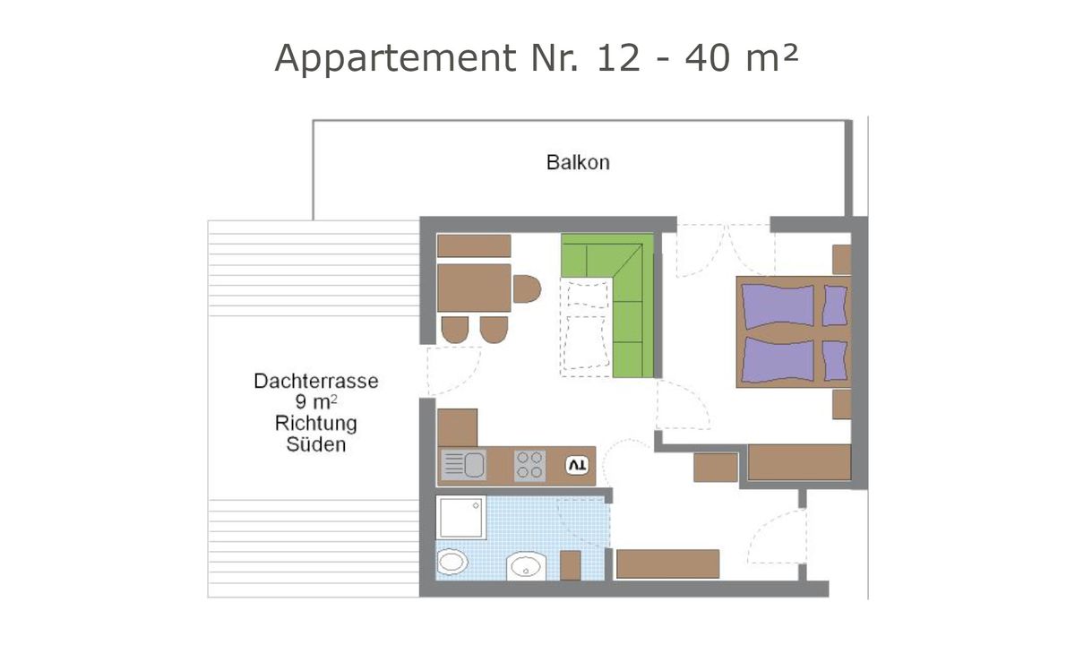 Grundriss der Ferienwohnung B im Wieserhof Andrian