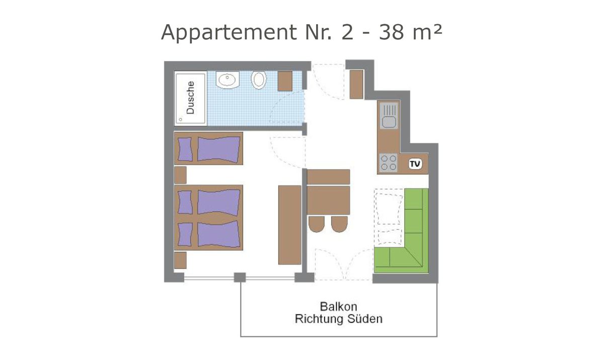 Grundriss der Ferienwohnung B im Wieserhof Andrian