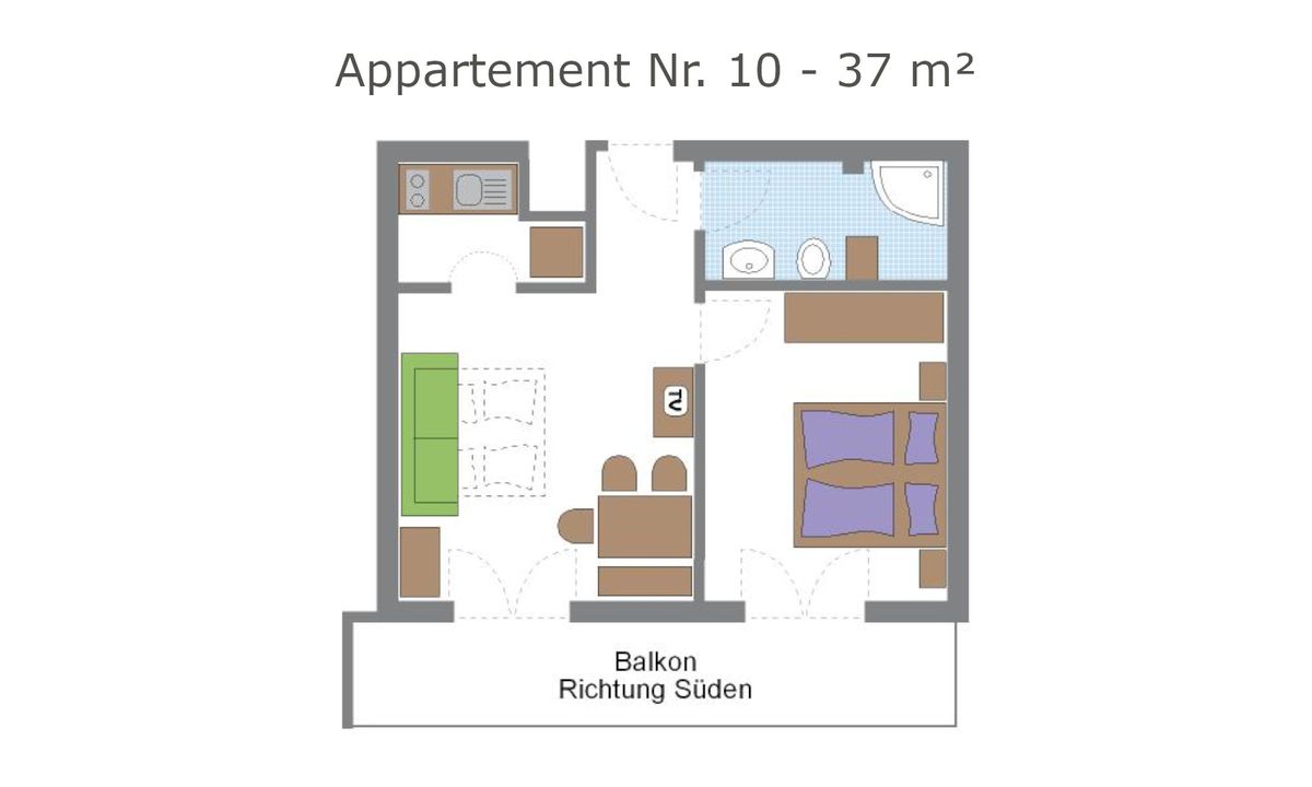Grundriss der Ferienwohnung B auf dem Wieserhof in Andrian