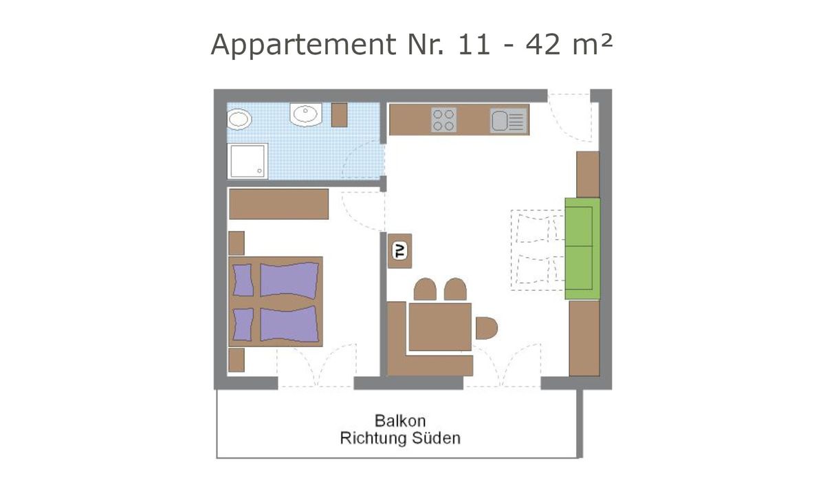 Grundriss der Ferienwohnung B im Wieserhof Andrian