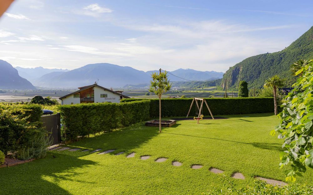 Family-friendly holiday apartments with garden, playground, swing, and sandbox at Wieserhof in Andrian, South Tyrol Wine Road