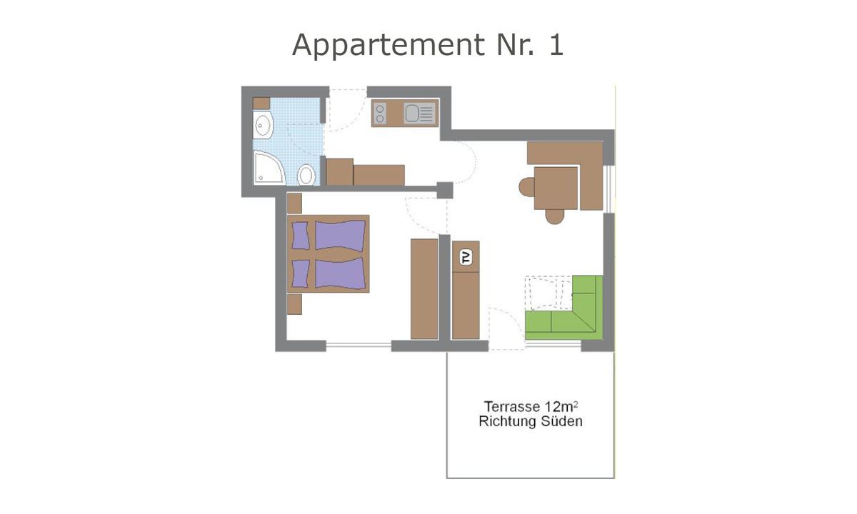 Grundriss der Ferienwohnung B im Wieserhof Andrian